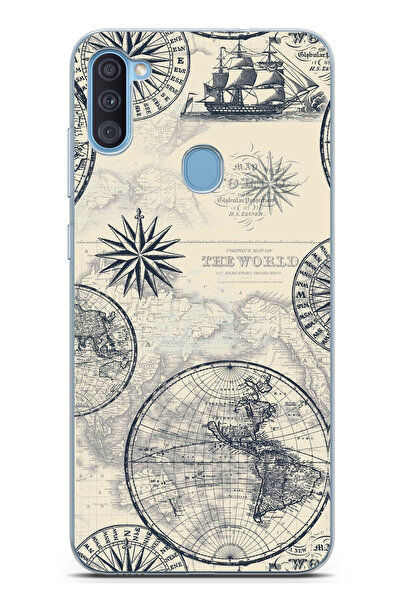 TechTree حافظة سيليكون متوافقة مع هاتف سامسونج جالاكسي A11-M11 تحمل خريطة الع...