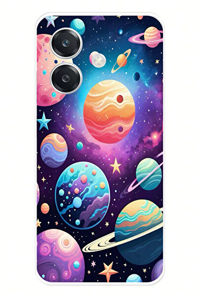 TechTree حافظة سيليكون مطبوع متوافقة مع هاتف OPPO A3 بنمط الفضاء والكواكب وال...
