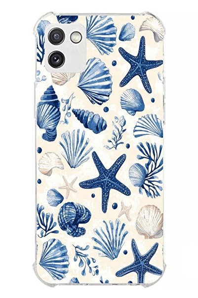 TechTree حافظة سيليكون مطبوع متوافقة مع هاتف سامسونج جالاكسي A03 بنمط صدفة ال...