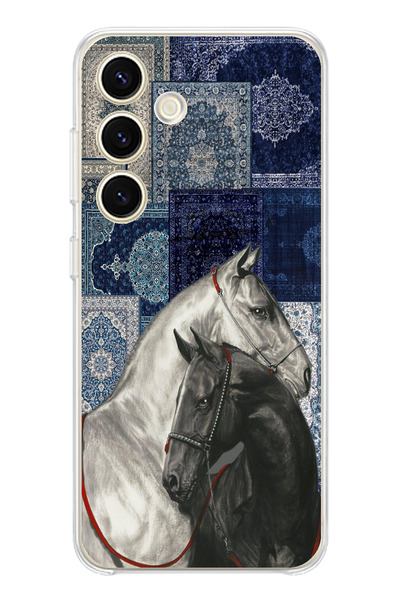 TechTree حافظة سيليكون متوافقة مع هاتف سامسونج جالاكسي S24 باللون الأزرق بنمط...