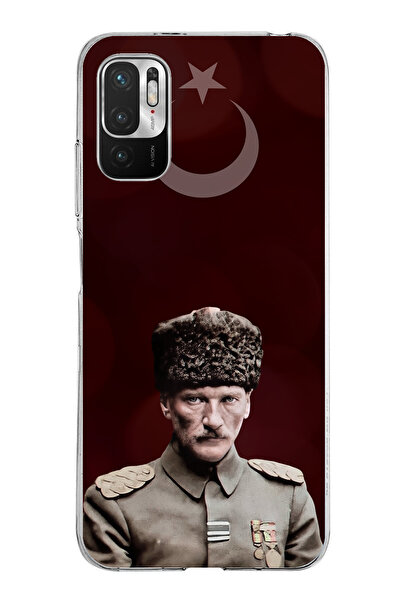 TechTree Redmi Note 10 5g Compatible Moon Star and Commander Ataturk Printed Silicone Case