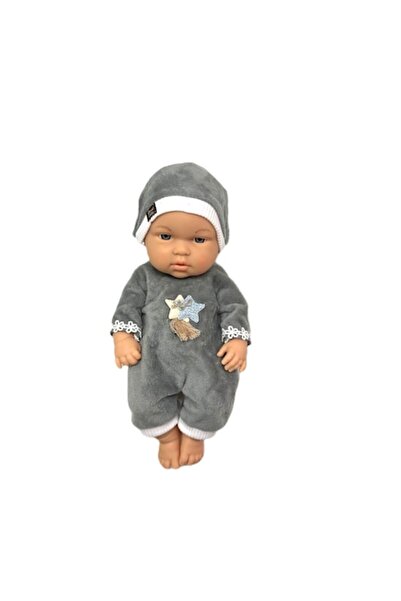 OEM Baby Doll, Plastic Toy with Pillow and Blanket, Gray, 30x34x29x10cm