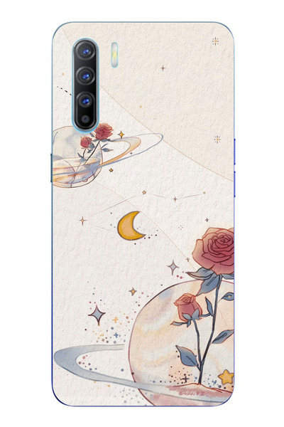 TechTree حافظة سيليكون متوافقة مع هاتف اوبو رينو 3-A91، بتصميم كوكب ونجمة وور...