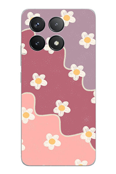 TechTree حافظة سيليكون متوافقة مع POCO F6 PRO بلون الورد المجفف والليلك المموج مطبوع