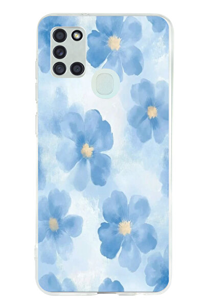 TechTree حافظة سيليكون متوافقة مع هاتف سامسونج جالاكسي A21S باللون الأزرق مطبوع