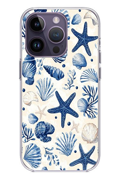 TechTree حافظة سيليكون مطبوع متوافقة مع هاتف iPhone 14 PRO MAX بنمط صدفة البح...