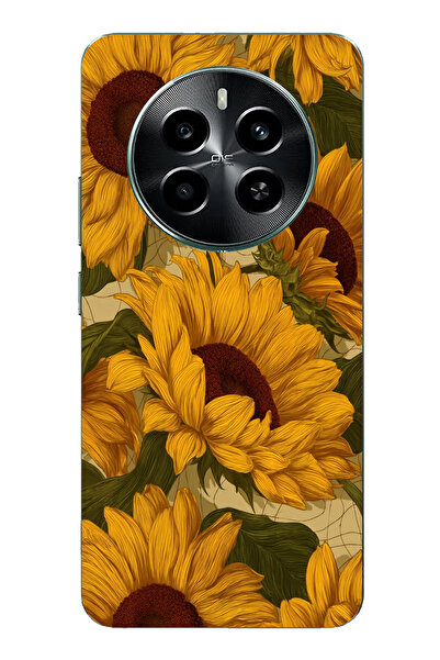 TechTree حافظة سيليكون مطبوعة بطبعة حديقة دوار الشمس باللون الأصفر الذهبي الم...