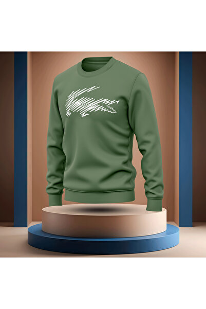 Bulvar Lee Crew Neck Crocodile Printed Stretch Fabric Men's Sweatshirt