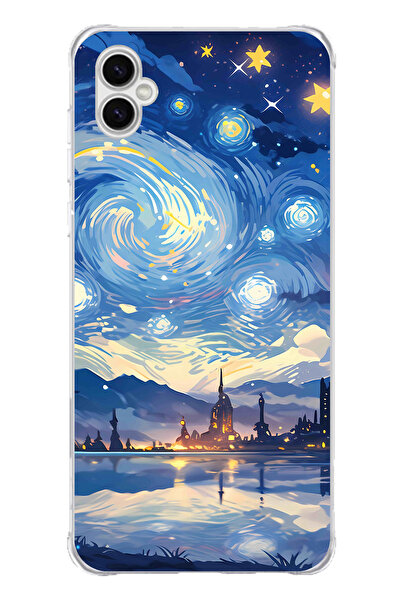 TechTree حافظة سيليكون متوافقة مع هاتف سامسونج جالاكسي A04 بتصميم السماء المر...