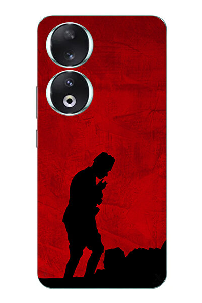 TechTree حافظة سيليكون أتاتورك مطبوع متوافقة مع هاتف Honor 90 مع تفاصيل ظل وشكل الجسم