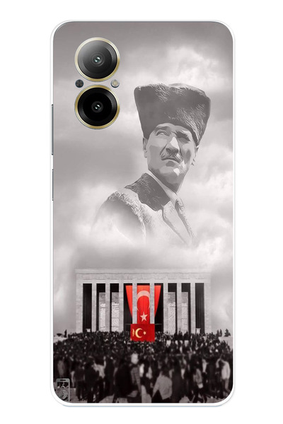 TechTree حافظة سيليكون من نوع Kalaplı Atatürk مطبوع متوافقة مع هاتف Realme 12...