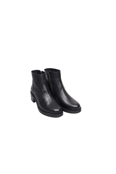 Lady Mia حذاء نسائي بكعب 5 سم من الجلد الطبيعي باللون الأسود مع تفاصيل خياطة ...