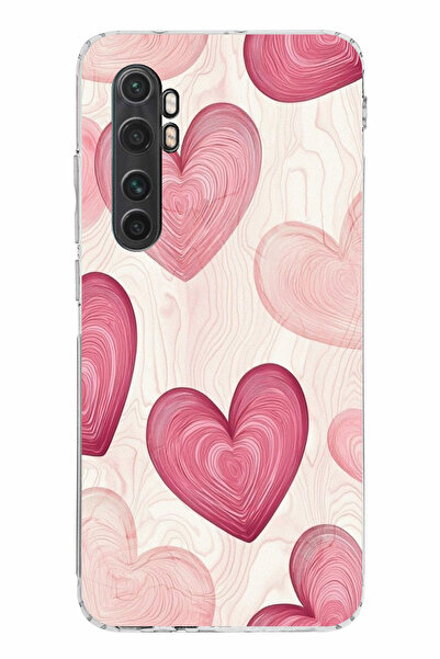 TechTree حافظة سيليكون متوافقة مع هاتف Mi Note 10 Lite باللون الوردي الخطوي م...