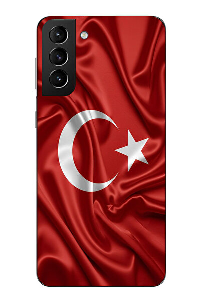 TechTree حافظة سيليكون متوافقة مع هاتف سامسونج جالاكسي S21 بلس بعلم تركيا مطبوع