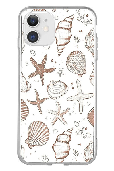 TechTree حافظة سيليكون مطبوع متوافقة مع هاتف iPhone 11 باللون البني ونجم البح...