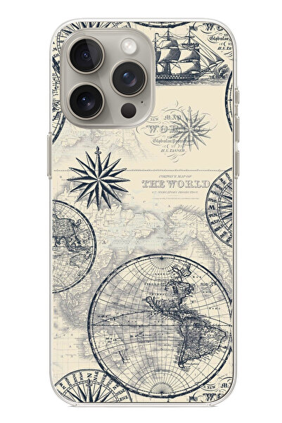 TechTree حافظة سيليكون متوافقة مع هاتف iPhone 15 PRO MAX وخرائط العالم الكلاس...