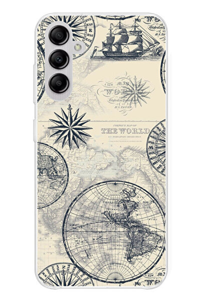 TechTree حافظة سيليكون متوافقة مع هاتف سامسونج جالاكسي A14 تحمل خريطة العالم ...