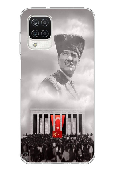 TechTree Samsung Galaxy A12-M12 Compatible Ataturk with a Kalpak over the Clouds Printed Silicone Case