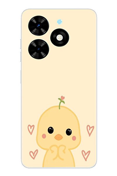 TechTree حافظة سيليكون مطبوع متوافقة مع هاتف Tecno Spark Go 2024 بنمط كتكوت لطيف ونمط قلب