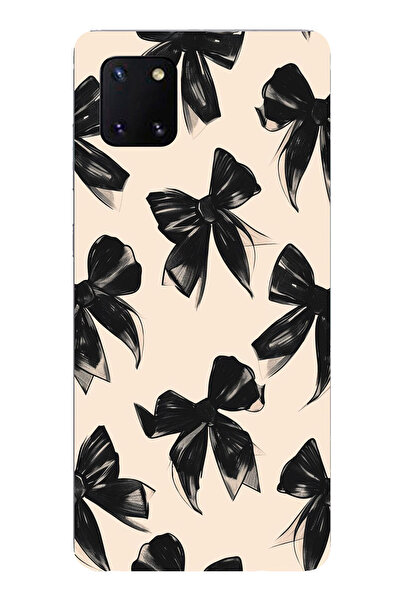 TechTree Samsung Galaxy Note 10 Lite Uyumlu Siyah Fiyonk Kurdele Baskılı Sili...