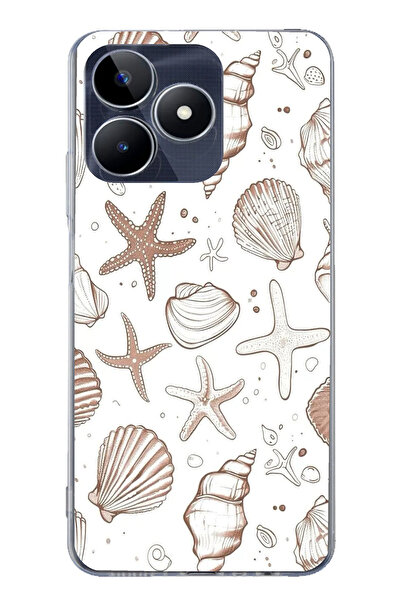 TechTree حافظة سيليكون مطبوع متوافقة مع هاتف Realme C53 باللون البني ونجم الب...