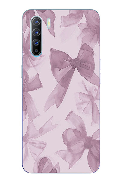 TechTree حافظة سيليكون متوافقة مع هاتف اوبو رينو 3-A91 باللون البنفسجي مطبوع