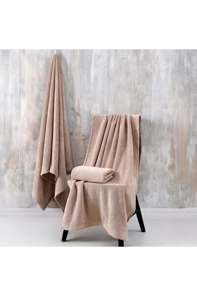 Melen منشفة إيشيل من الصوف المرجاني - مقاس صغير - 90 × 50 - بيج