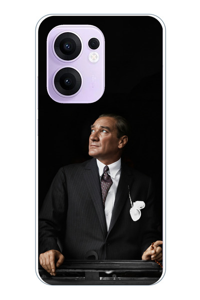 TechTree حافظة سيليكون متوافقة مع هاتف OPPO Reno 13F من Ufka Bakan Lider Ataturk مطبوع