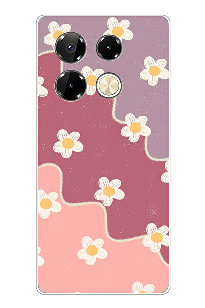 TechTree حافظة سيليكون متوافقة مع هاتف Infinix Note 40 PRO بلون الورد المجفف والليلك المموج مطبوع