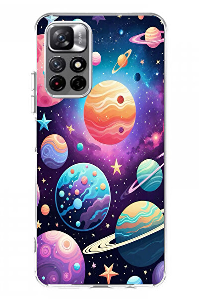 TechTree حافظة سيليكون مطبوع متوافقة مع هاتف Redmi 10 بنمط الفضاء والكواكب وا...