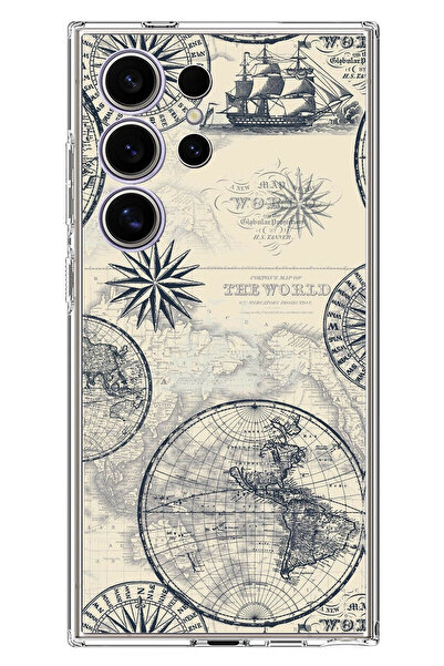 TechTree حافظة سيليكون متوافقة مع هاتف سامسونج جالاكسي S24 ULTRA تحمل خريطة ا...