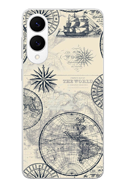 TechTree حافظة سيليكون متوافقة مع هاتف سامسونج جالاكسي S25 إيدج، خريطة العالم...