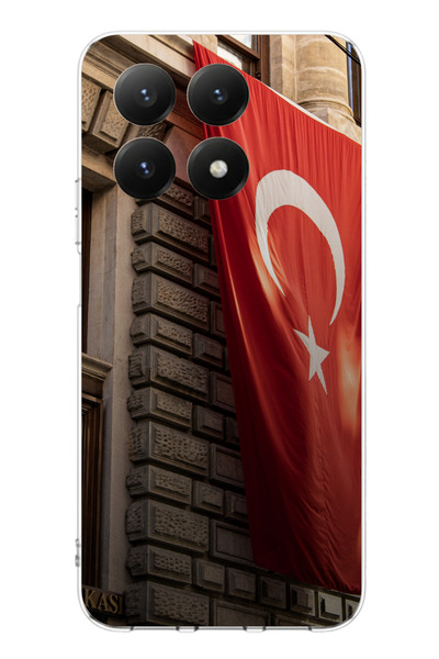 TechTree حافظة سيليكون متوافقة مع هاتف Xiaomi Mi 15T على شكل العلم التركي مطبوع