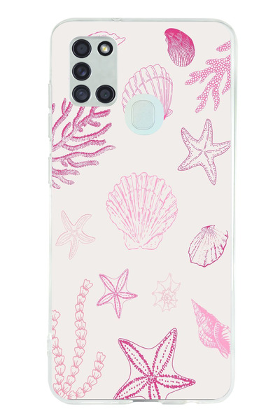 TechTree حافظة سيليكون متوافقة مع هاتف سامسونج جالاكسي A21S باللون الوردي وست...