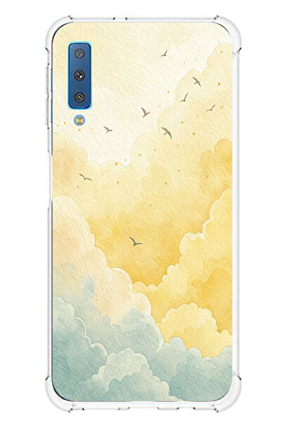 TechTree حافظة سيليكون متوافقة مع هاتف سامسونج جالاكسي A7 2018 باللونين الأصف...