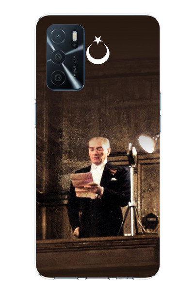 TechTree حافظة سيليكون متوافقة مع هاتف اوبو A16 من أتاتورك First Assembly Speech B مطبوع