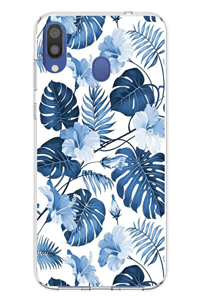 TechTree حافظة سيليكون مطبوع متوافقة مع هاتف سامسونج جالاكسي M20 بنمط أوراق ا...