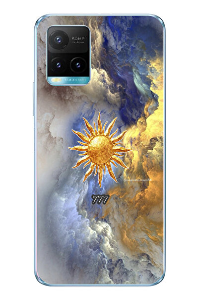 TechTree حافظة سيليكون متوافقة مع Vivo Y21s 777 بتصميم الشمس والسحاب مطبوع