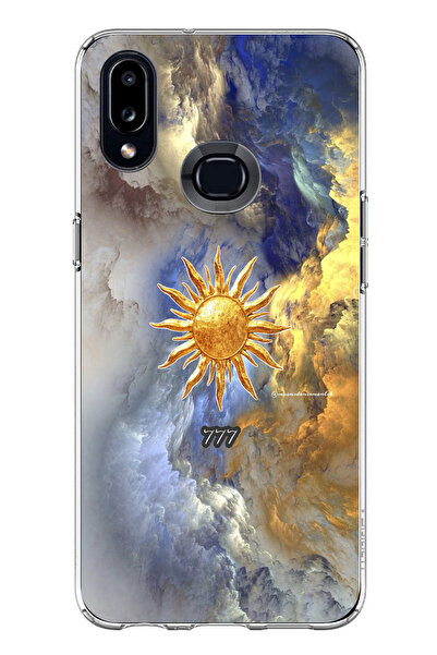 TechTree حافظة سيليكون متوافقة مع هاتف سامسونج جالاكسي A10S 777 بتصميم الشمس والسحاب مطبوع