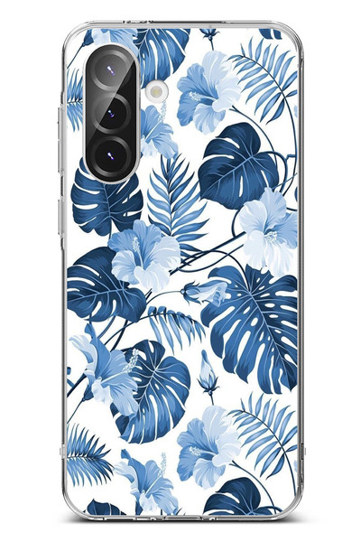 TechTree حافظة سيليكون مطبوع متوافقة مع هاتف سامسونج جالاكسي A56 بنمط أوراق ا...