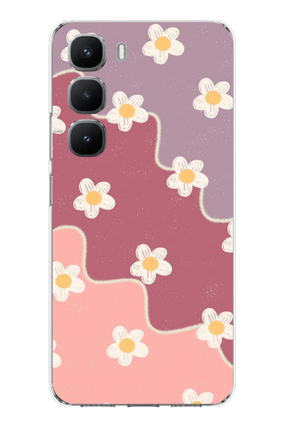 TechTree حافظة سيليكون متوافقة مع هاتف Infinix Hot 60 Pro بلون الورد المجفف والليلك المموج مطبوع