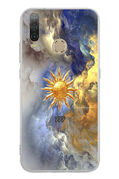 TechTree حافظة سيليكون متوافقة مع جهاز جنرال موبايل GM 10 777 بتصميم الشمس والسحاب مطبوع