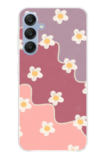 TechTree حافظة سيليكون متوافقة مع هاتف سامسونج جالاكسي A25 بلون الورد المجفف والليلكي المموج مطبوع