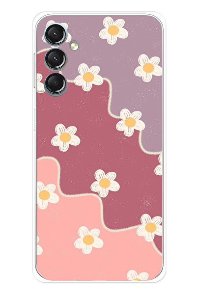 TechTree حافظة سيليكون متوافقة مع هاتف سامسونج جالاكسي A24 بلون الورد المجفف والليلكي المموج مطبوع