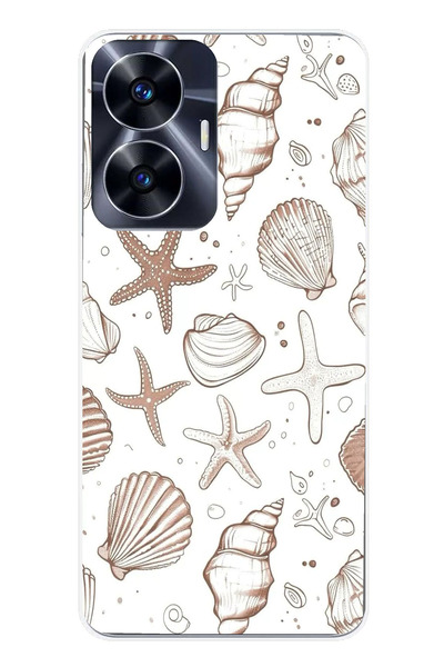 TechTree حافظة سيليكون مطبوع متوافقة مع هاتف Realme C55 مع نجم البحر البني وا...