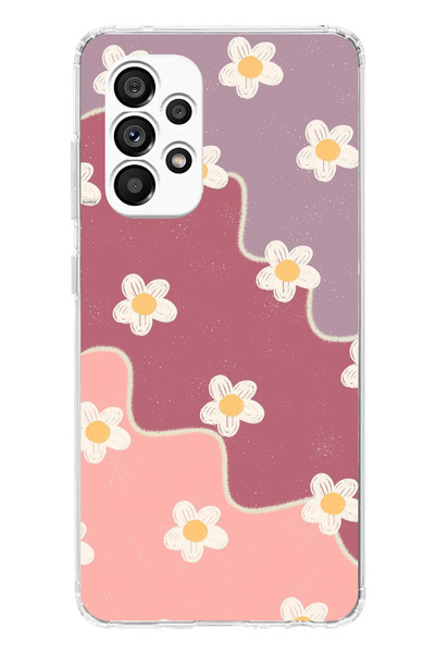 TechTree حافظة سيليكون متوافقة مع هاتف سامسونج جالاكسي A23 بلون الورد المجفف والليلكي المموج مطبوع