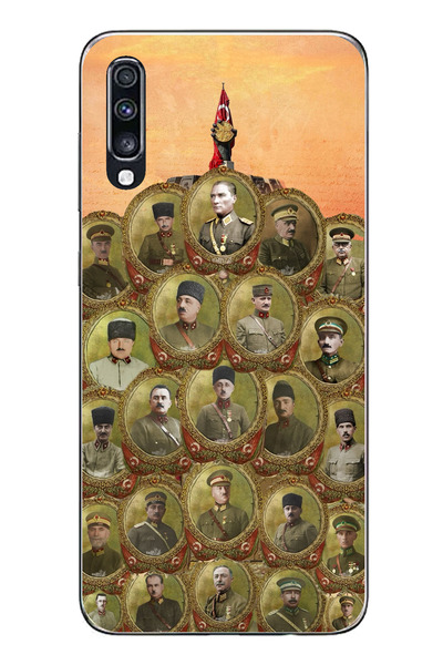 TechTree حافظة سيليكون متوافقة مع هاتف سامسونج جالاكسي A70 من أتاتورك وقادة الحرب للتحرير مطبوع