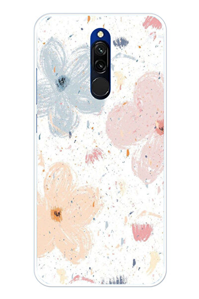 TechTree حافظة سيليكون مطبوع متوافقة مع هاتف Redmi 8 بنمط زهور تجريدية وبقع ب...