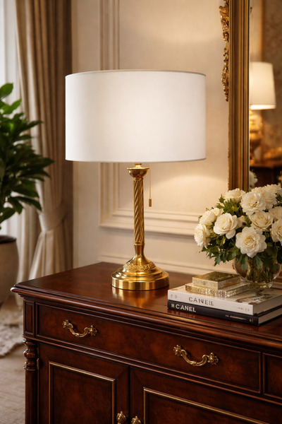 Lampada Burgu Concept Gold Kaplama Modern Abajur - Krem