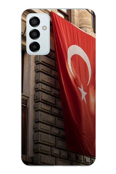 TechTree حافظة سيليكون متوافقة مع هاتف سامسونج جالاكسي M14 بتصميم العلم الترك...